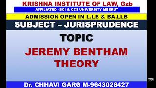 JRISPRUDENCE  JEREMY BENTHAM THEORY  BALLB LLB  LLM  CCSU MEERUT [upl. by Lladnarc798]