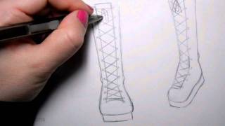 How to Draw Manga Shoes Tall LaceUp Boot [upl. by Shanleigh]