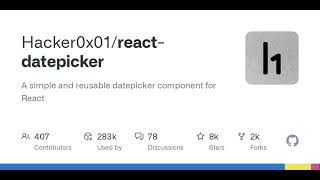 GitHub  Hacker0x01reactdatepicker A simple and reusable datepicker component for React [upl. by Essirahc]