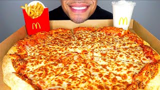 COSTCO CHEESE PIZZA MCDONALDSFRIES MUKBANG BIG BITES CHALLENGE REVIEW RECIPE ASMR JERRY MOUTH SOUNDS [upl. by Gifferd]