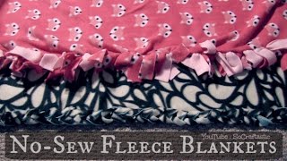 NO SEW FLEECE BLANKET  Easy DIY Tie Blankets  SoCraftastic [upl. by Anec264]