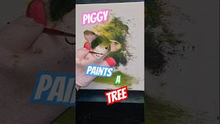 Can I paint a tree with a pig puppet 🐷🎨🌳painting art shorts [upl. by Alphonso]