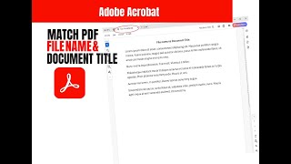 How to fix PDF document title not matching file name  Adobe Acrobat [upl. by Francesco688]