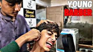 ASMR AGGRESSIVE YOUNG BARBER DOING STRONG CHAIR HEAD AND BACK MASSAGE  FAST amp AGGRESSIVE ASMR [upl. by Erodaeht]