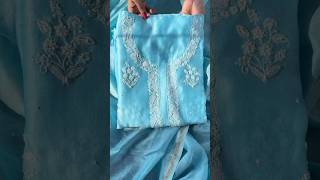 Sky Blue Pure Chanderi Silk Suit with Chikankari amp Embellishments [upl. by Soracco]