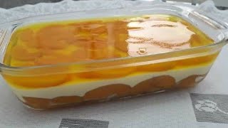 CREME COM PÊSSEGO NA TRAVESSA SOBREMESA DELICIOSA E FÁCIL [upl. by Bronk]