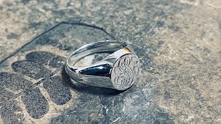 【 S K 】signet ring hand engraving Burin ビュラン シグネット リング 彫金 彫刻 手彫り [upl. by Andy459]