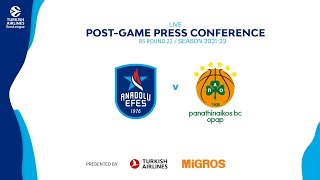 Anadolu Efes  Panathinaikos OPAP EuroLeague 20212022 RS R22 Press Conference [upl. by Culosio792]