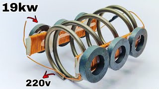 I Turn strong magnet copper wire and big capacitor into 220v 19kw Generator viralvideo [upl. by Irmgard]