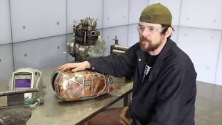 TIG brazing the Panic Attack gas tank using silicon bronze [upl. by Debbee420]