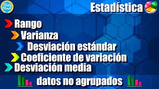 Rango varianza desviación estándar coeficiente de variación desviación media datos no agrupados [upl. by Borden219]