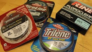 Choosing Fishing Line Monofilament vs Braid vs Fluorocarbon [upl. by Amles]