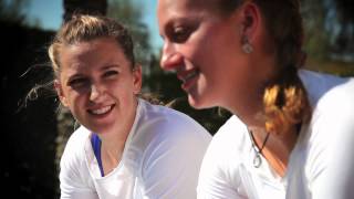 Victoria Azarenka amp Petra Kvitova Duke It Out over their Wilson Rackets [upl. by Yenffit]