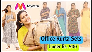 UNDER 500 Myntra Kurta Sets For Office  Upto 70 Off On Kurta sets  Super Style Tips [upl. by Raseda651]