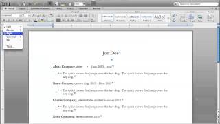 Right justify dates in a resume using Word for Mac 2011 [upl. by Siblee]