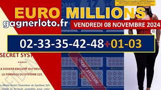 EUROMILLIONS RESULTAT TIRAGE VENDREDI 08 NOVEMBRE 2024 [upl. by Harelda]