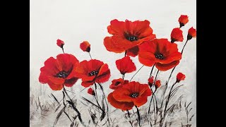 How to paint poppies in 5 minutes  Come dipingere i papaveri in 5 minuti [upl. by Dav]