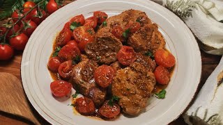 filet mignon de porc à la moutarde et tomates cerises  filet mignon with mustard and tomatoes [upl. by Hudson]