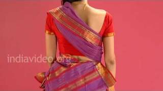 Wearing Chettinad Saree In Tamil Pinkosu Style  Tutorial [upl. by Nav]