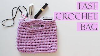 Crochet bag using Tshirt yarn Fast crocheted accessories [upl. by Mutat]