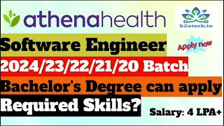 athenahealth hiring Quality Software Engineer  Bachelors degree [upl. by Ahsitauq]