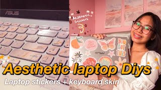 AESTHETIC LAPTOP DIYs I Diy laptop stickers and Diy keyboard skin [upl. by Eibrik]