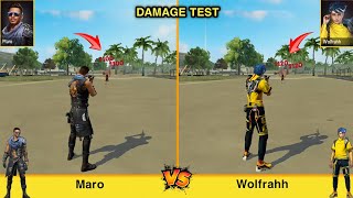 MARO VS WOLFRAHH DAMAGE TEST FREE FIRE  GARENA FREE FIRE [upl. by Esya]