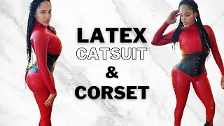 How I put on Latex  Latex corset  How to put on Latex catsuit [upl. by Benis]