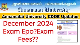 Annamalai University CDOE December 2024 Exam Fees [upl. by Eleonore]