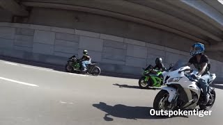 Kawasaki ZX14’s amp ZX10’s vs BMW S1000RR vs Yamaha R1M vs CBR 1000RR  Street Race [upl. by Ztnaj]