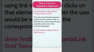 Selenium Interview Question amp Answer How to Click Hyperlink in Selenium seleniuminterview shorts [upl. by Kcirdde814]