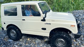 WPL C74 Upgraded licensed Suzuki Jimny on 3s testing scale “steelie” wheels and tires [upl. by Jonette]