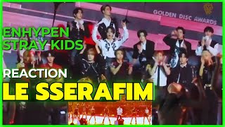 ENHYPEN and STRAY KIDS Reaction LE SSERAFIM Golden Disc Awards 2024 JAKARTA FULL [upl. by Ellehsem]