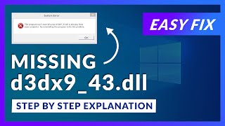 d3dx943dll Missing Error  How to Fix  2 Fixes  2021 [upl. by Gerti]