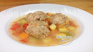 Caldo de albondigas con verduras  Como hacer ALBONDIGAS de carne molida de res [upl. by Aliber994]