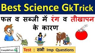 Science Gk Trick  फल व सब्जी में रंग व तीखापन के कारण  SSC  UPPCS  Police  Railway Exam [upl. by Soilisav]