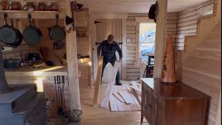 Log cabin built in the Canadian Northwoodwork on a small deck￼ beautiful October day [upl. by Velasco]