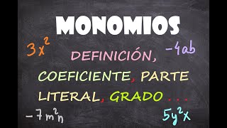 ACCDEFINICIÓN Y PARTES DE UN MONOMIO [upl. by Garbe]