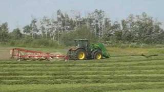 John Deere 7630 raking Alfalfa Silage on GPS [upl. by Ekaj703]