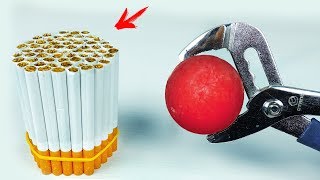 EXPERIMENT Glowing 1000 degree METAL BALL vs CIGARETTES [upl. by Essila]