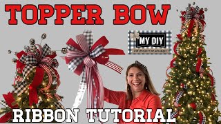 HOW TO MAKE A TREE TOPPER BOW  HOW TO ADD RIBBON TO A CHRISTMAS TREE [upl. by Barron99]