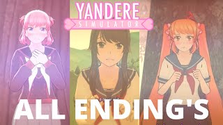 Yandere Simulator Demo ALL ENDINGS [upl. by Niven]