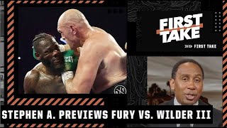 Stephen A previews Tyson Fury vs Deontay Wilder III  First Take [upl. by Yarahs]