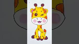 How to draw Giraffe 🦒 drawing for kidviralshortsdrawing cutieeasyartcreation cute howtodraw [upl. by Ahseim]