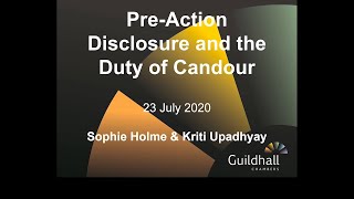 Personal Injury amp Clinical Negligence Webinar  Preaction disclosure and the duty of candour [upl. by Einial]