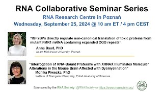 RNA Collaborative Seminar RNA Research Centre in Poznań Sept 25 2024 [upl. by Neih]