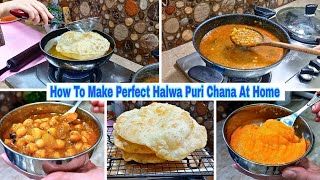 How To Make Perfect Halwa Puri Chana At Home  Perfect Halwa Puri Chana Recipe Step By Step [upl. by Ettennyl]