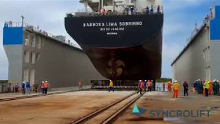 Syncrolift AS  Transfer from land to floating dock  Brazil [upl. by Solim433]