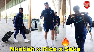 Arsenal Stars Declan Rice Nketiah amp Saka arrive at England National Team Camp🔥Saka injury updates [upl. by Haret]