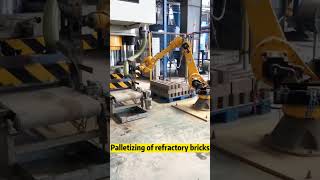 Industrial palletizing robot unloading and palletizing refractory bricks [upl. by Sinnel]